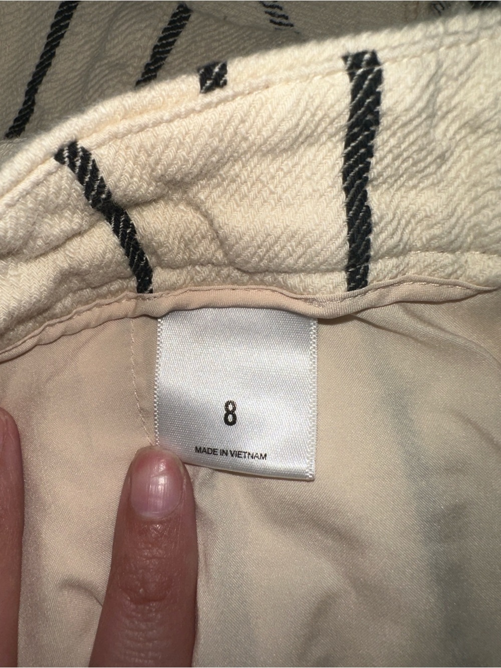 Women’s Cream Striped Casual Shorts - Picture 5 of 6